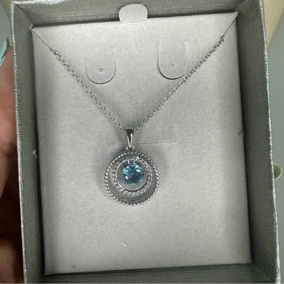 Zales blue and silver round necklace